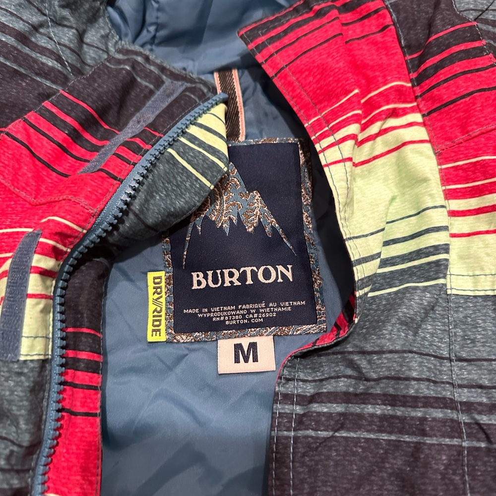 Burton Red and Gray Striped Ski Jacket